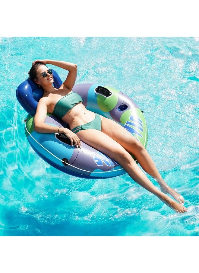FindUWill - Pool Floats Chair 48 Heavy Duty River Tubes Water Floats With Cup Holder Inflatable Pool Floats For Adults Tubes For Floating River - Image 1