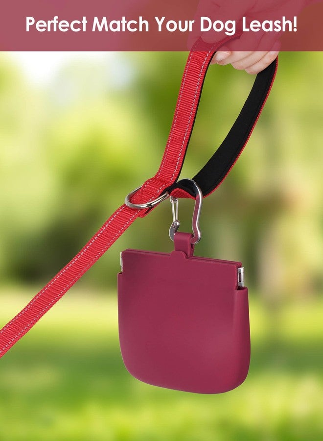RBibei【One-Hand Access Silicone Dog Treat Pouch, Small Pocket Sized Training Pouch with Pull Tab & Auto Closing Lid for Easy Pet Training & Walking (Red) - Image 4