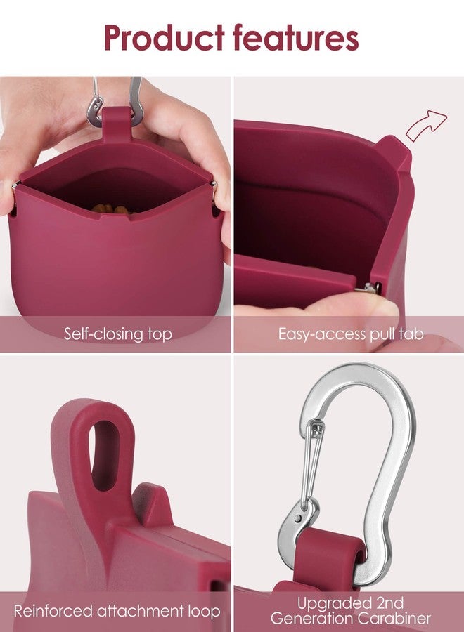 RBibei【One-Hand Access Silicone Dog Treat Pouch, Small Pocket Sized Training Pouch with Pull Tab & Auto Closing Lid for Easy Pet Training & Walking (Red) - Image 5