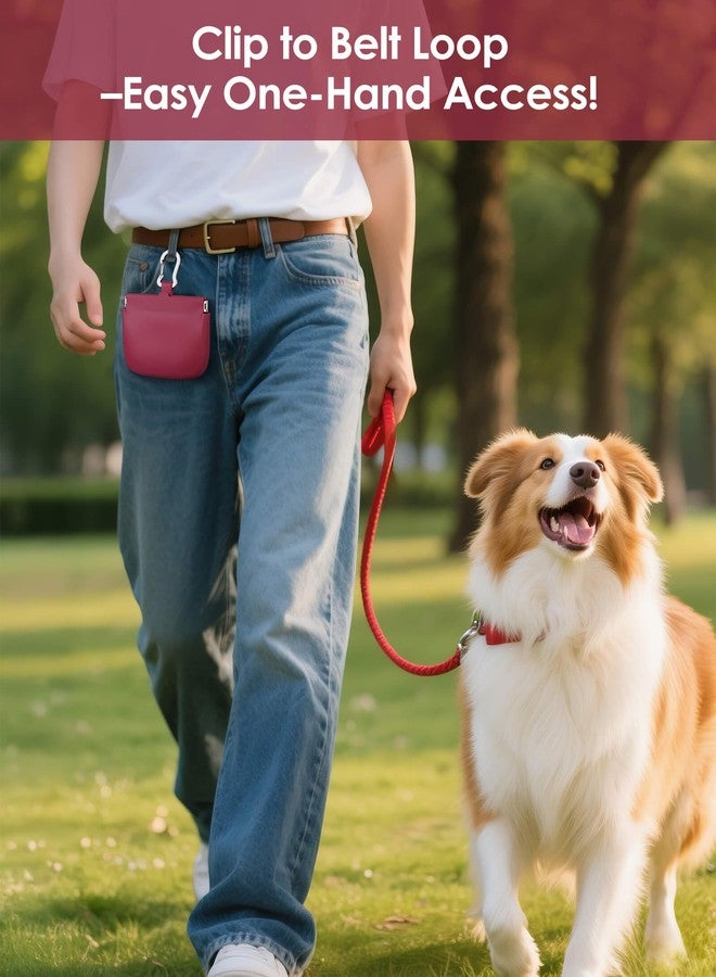 RBibei【One-Hand Access Silicone Dog Treat Pouch, Small Pocket Sized Training Pouch with Pull Tab & Auto Closing Lid for Easy Pet Training & Walking (Red) - Image 3
