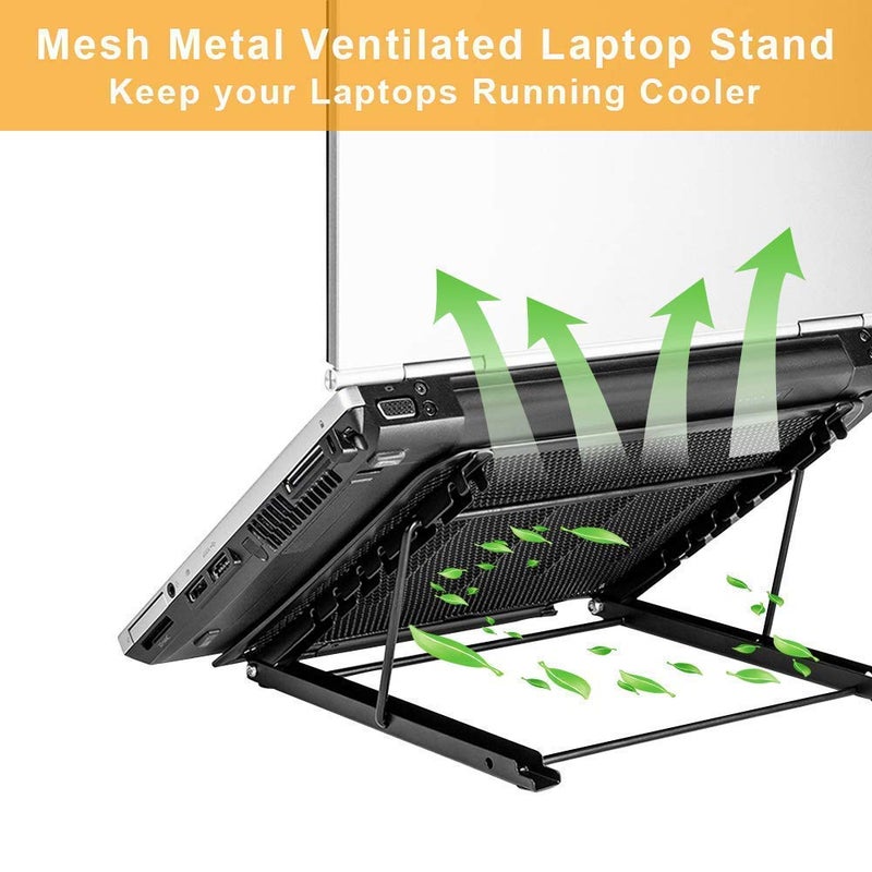 HOMAVA Ventilated Laptop Stand Universal Adjustable Size Lightweight Black24 X 19 cm Metal Black - Image 4