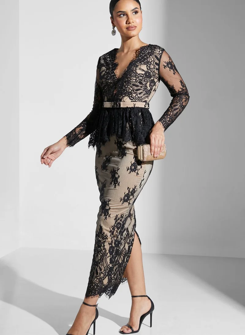 Threadz by Ajooni Peplum Lace Dress