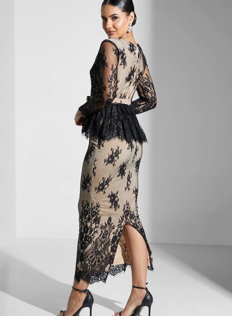 Threadz by Ajooni Peplum Lace Dress