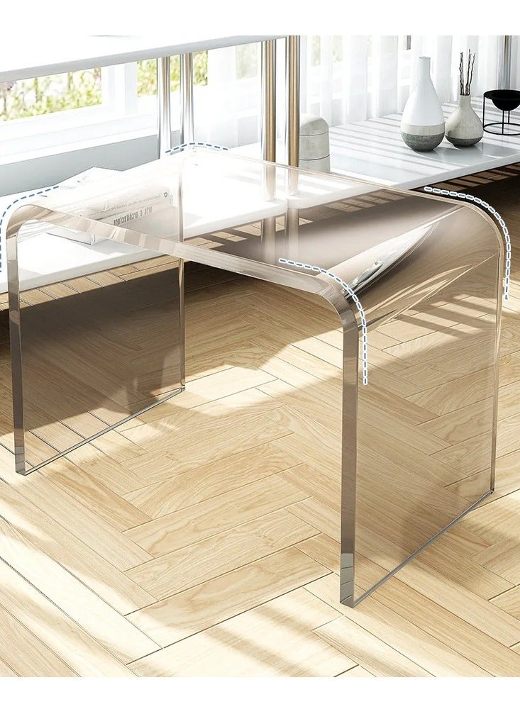 رافين طاولة جانبية متعددة الاستخدامات بتصميم C شفاف من الأكريليك، طاولة قهوة ووجبات خفيفة بجانب السرير لغرفة المعيشة أو غرفة النوم أو المكتب المنزلي 29x42x42 سم - Image 5