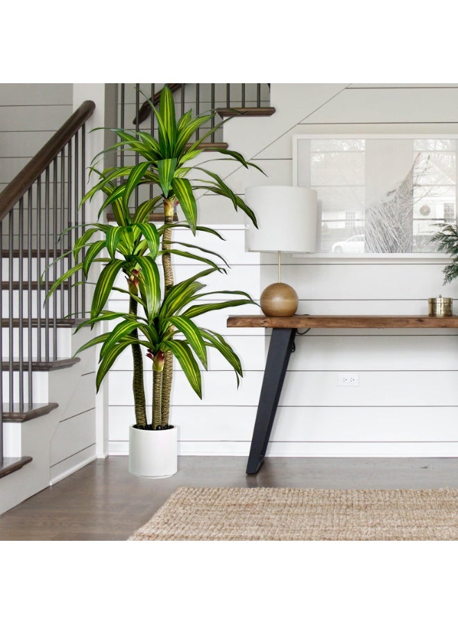 MirageBotanics Artificial Dracaena Tree 180cm, Fake Tree with White Planter, Fake Tropical Yucca Floor Plant, Lifelike Foliage and Branches, Artificial Plants Indoor Outdoor for Home Office Living Room Decor Indoor - Image 2