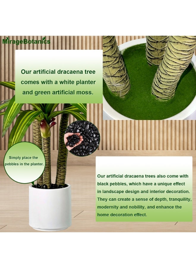 MirageBotanics Artificial Dracaena Tree 180cm, Fake Tree with White Planter, Fake Tropical Yucca Floor Plant, Lifelike Foliage and Branches, Artificial Plants Indoor Outdoor for Home Office Living Room Decor Indoor - Image 4