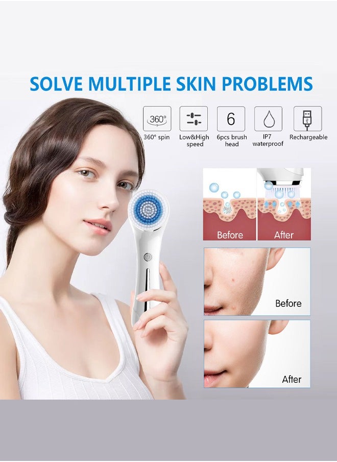 Bukela - Face Brush Facial Brush Sonic Scrubber Electric Face Cleaning Brush Skin Cleanser Machine Electric Facial Cleansing Brush Facial Cleanser Brush Electric, with SONIC & EMS & IONS - Image 1