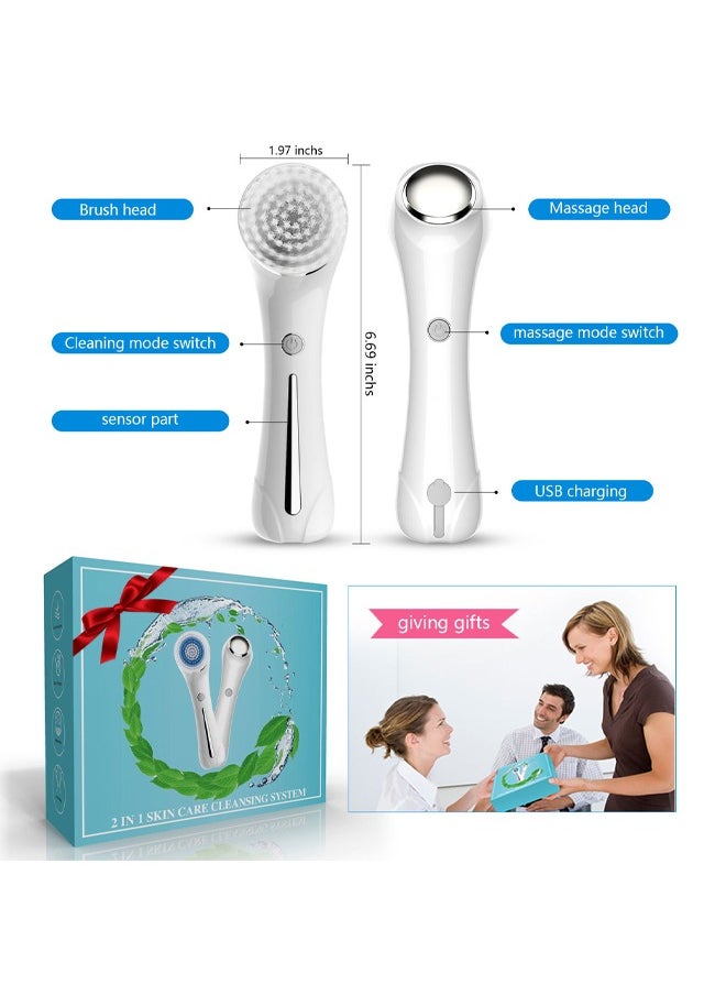 Bukela - Face Brush Facial Brush Sonic Scrubber Electric Face Cleaning Brush Skin Cleanser Machine Electric Facial Cleansing Brush Facial Cleanser Brush Electric, with SONIC & EMS & IONS - Image 1