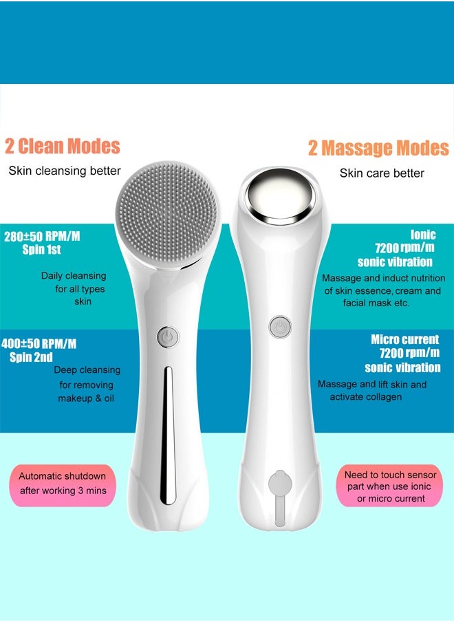 Bukela - Face Brush Facial Brush Sonic Scrubber Electric Face Cleaning Brush Skin Cleanser Machine Electric Facial Cleansing Brush Facial Cleanser Brush Electric, with SONIC & EMS & IONS - Image 1