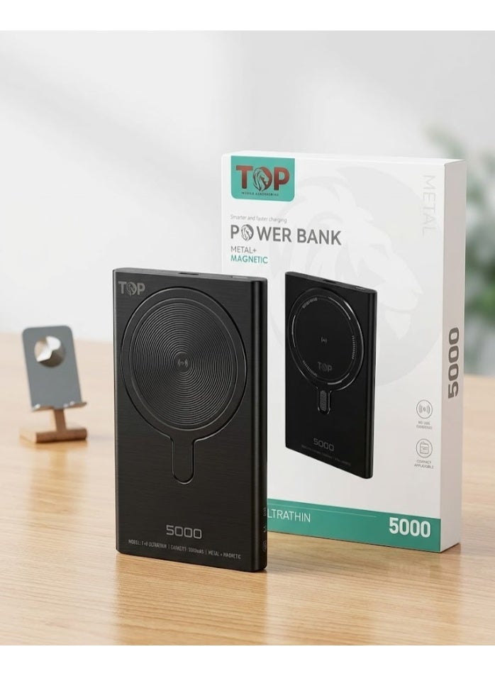 TOP Ultra Thin 5000mAh Power Bank - Magnetic Wireless Charging with a Slim Metal Design - Smart Power and Ultimate Elegance - Image 1
