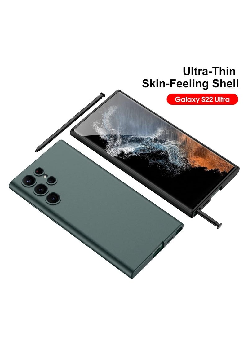 ELTRAZONE ELTERAZONE Compatible for S22 Ultra Case, Skin Touch Silicone Gel Rubber, Soft, Sleek Protection, Slim Fit Full Body Shockproof Protective Phone Cover for Samsung Galaxy S22 Ultra (6.8 Inch) (Green) - Image 3