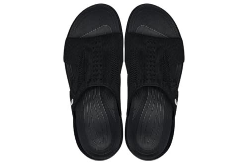 CALTO Men's Invisible Height Increasing Elevator Shoes - Black/Knitted Black Ultra Light-Weight Slip-on Comfort Sandals - 2 Inches Taller - X1657 - Size 10 D(M) US - Image 4