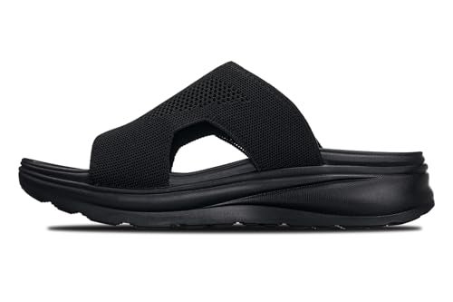 CALTO Men's Invisible Height Increasing Elevator Shoes - Black/Knitted Black Ultra Light-Weight Slip-on Comfort Sandals - 2 Inches Taller - X1657 - Size 10 D(M) US - Image 3