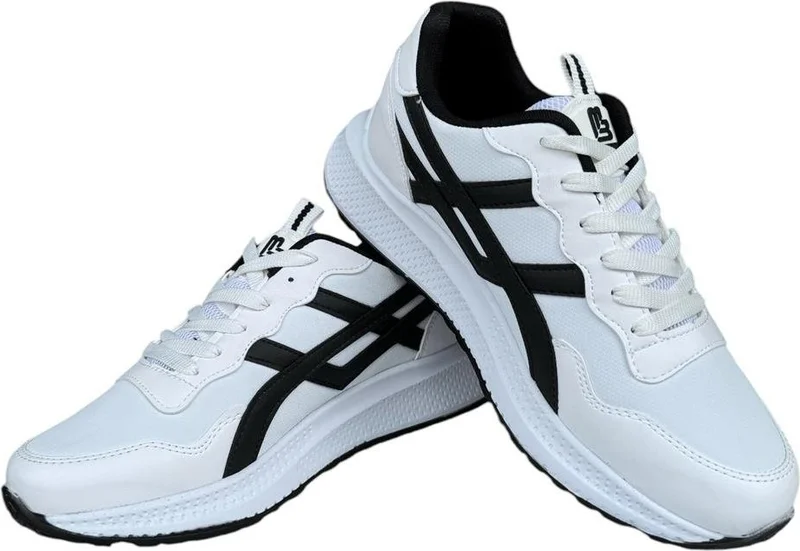 Liger Men's Comfort Light Sole Sneakers White - Black