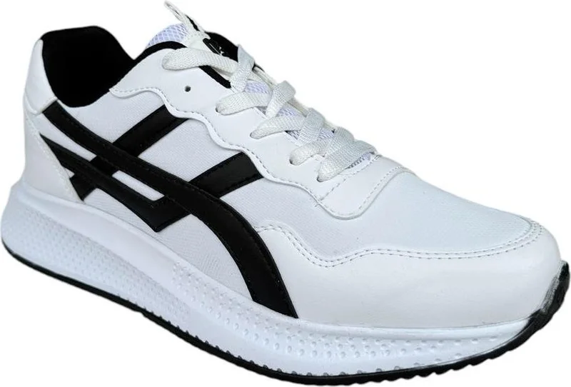 Liger Men's Comfort Light Sole Sneakers White - Black