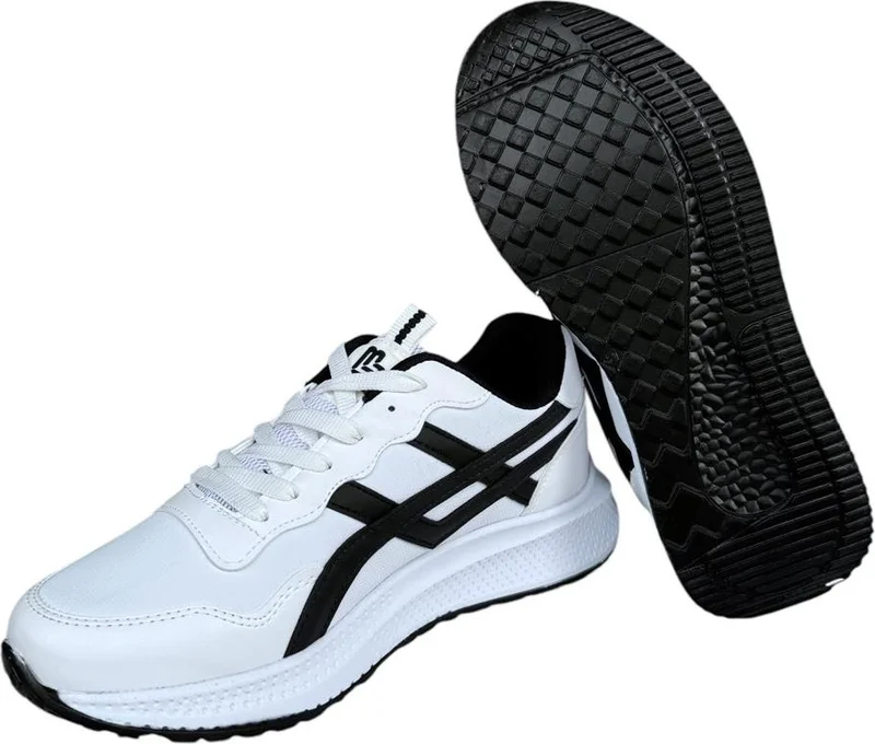 Liger Men's Comfort Light Sole Sneakers White - Black