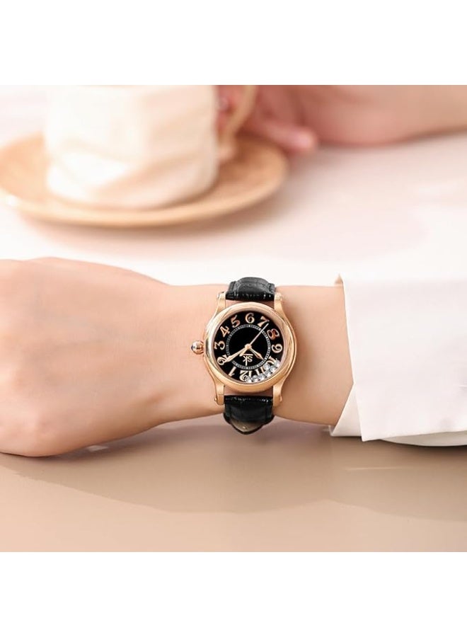 SHENGKE Casual Fashion Women's Watch Easy-to-Read Dial 12-Hour Display Round Case Analog Wrist Watch Soft and Breathable Leather Strap - Image 1