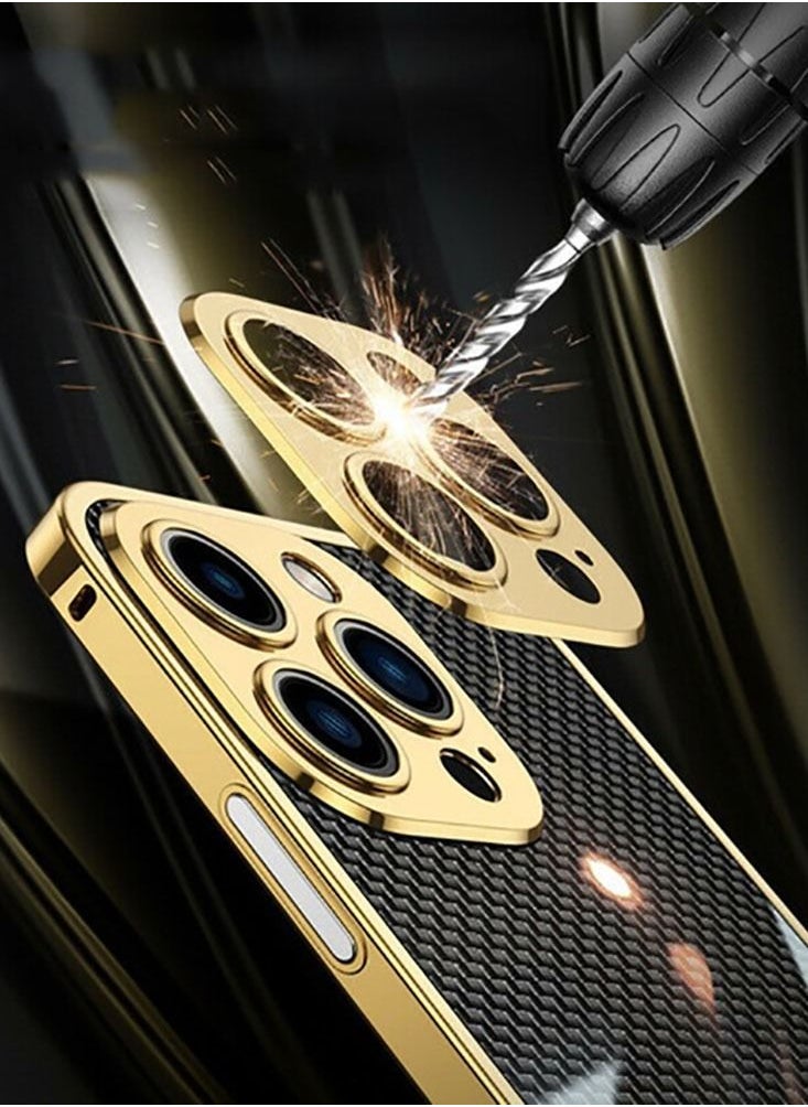 Color Fans Phone Case for iPhone 14 Pro 6.1 inch Protective Shell Gold  - Image 3