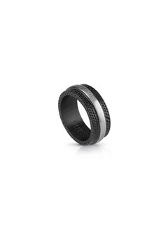 GUESS Black Dot Silver Ring 