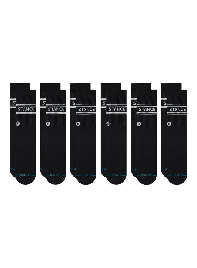 Stance Vital Crew Sock 6-Pack for Men and Women, Black, M - Image 1