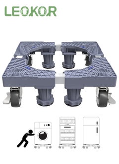 LEOKOR Movable Washing Machine Base Stand, Adjustable Fridge Stand with 4 Locking Wheels, Universal Mobile Base for Dryer, Refrigerator, Furniture and Appliance  - Image 1