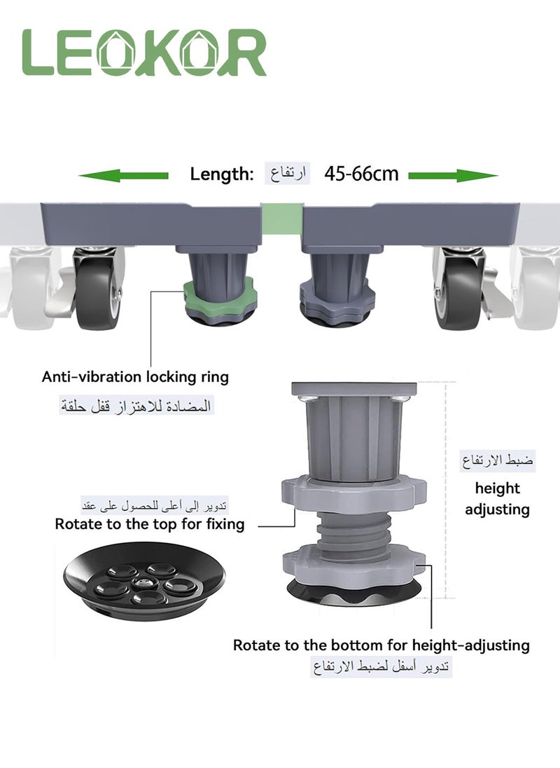 Movable Washing Machine Base Stand, Adjustable Fridge Stand with 4 Locking Wheels, Universal Mobile Base for Dryer, Refrigerator, Furniture and Appliance