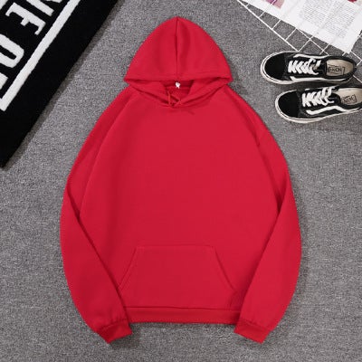 Plain casual hoodie student plus fleece hoodie Hoodies for c Red 