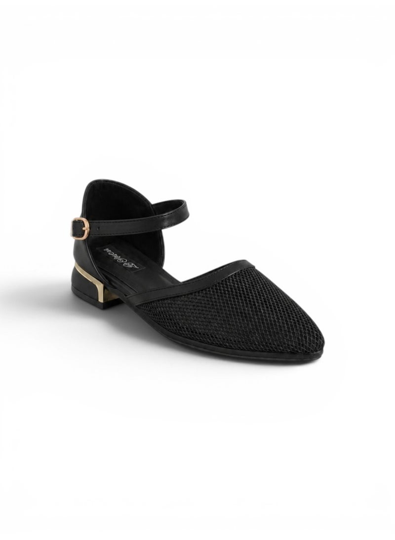 LIFESTYLISH sandal flat Leather with mesh SF-64 - Black - Image 1
