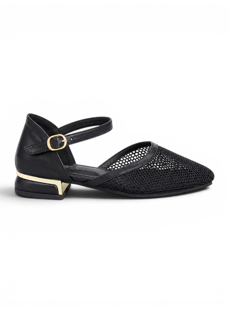 LIFESTYLISH sandal flat Leather with mesh SF-64 - Black - Image 2