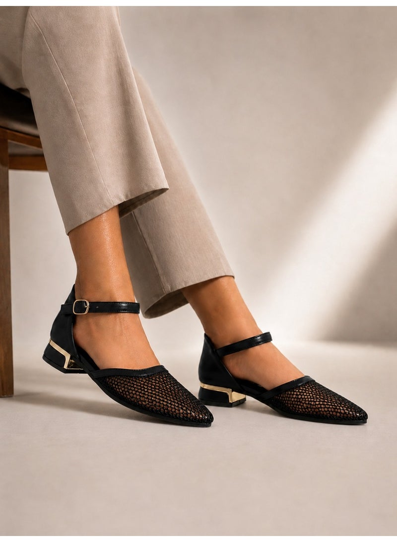 LIFESTYLISH sandal flat Leather with mesh SF-64 - Black - Image 4