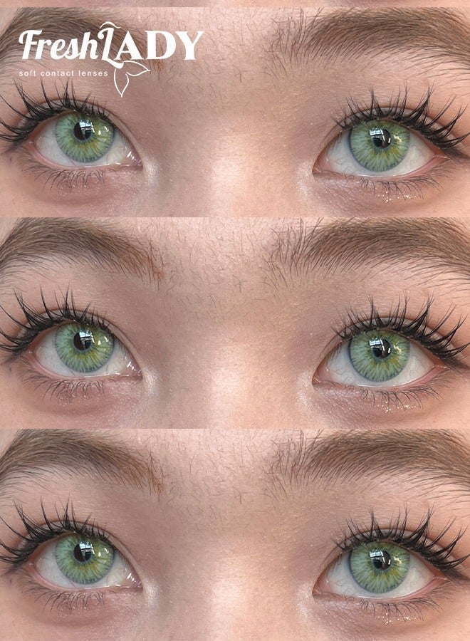 سيدة جديدة Rare Iris Green عدسات ملونة سنوية، أخضر فاتح طبيعي، ناعمة ومريحة للاستخدام اليومي - Image 4
