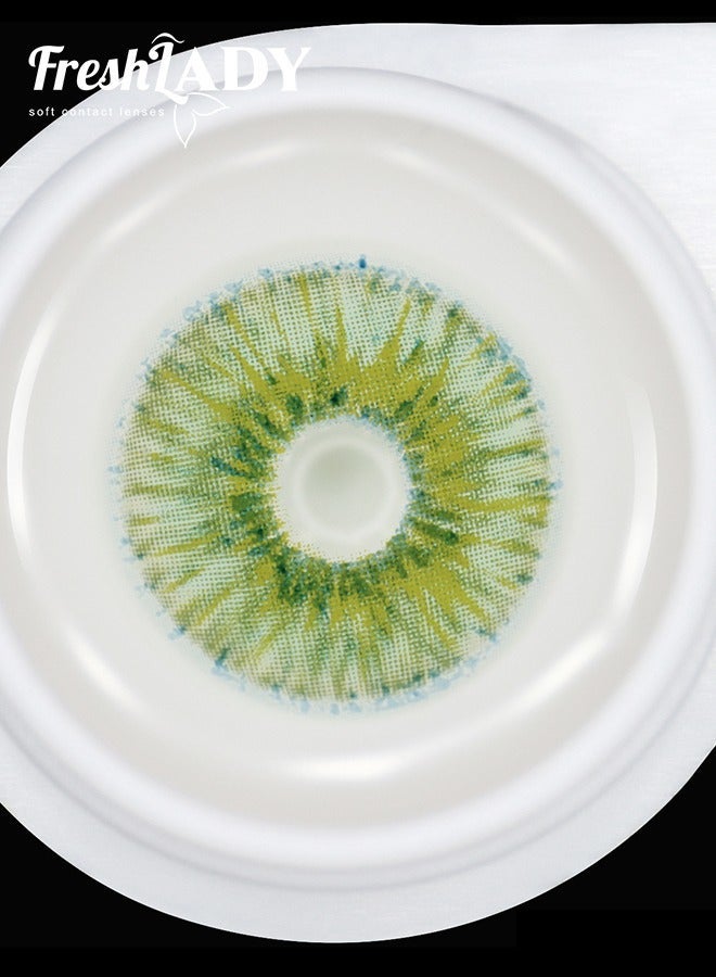 سيدة جديدة Rare Iris Green عدسات ملونة سنوية، أخضر فاتح طبيعي، ناعمة ومريحة للاستخدام اليومي - Image 5