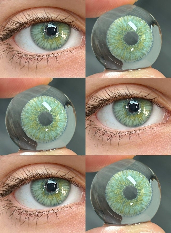 سيدة جديدة Rare Iris Green عدسات ملونة سنوية، أخضر فاتح طبيعي، ناعمة ومريحة للاستخدام اليومي - Image 2