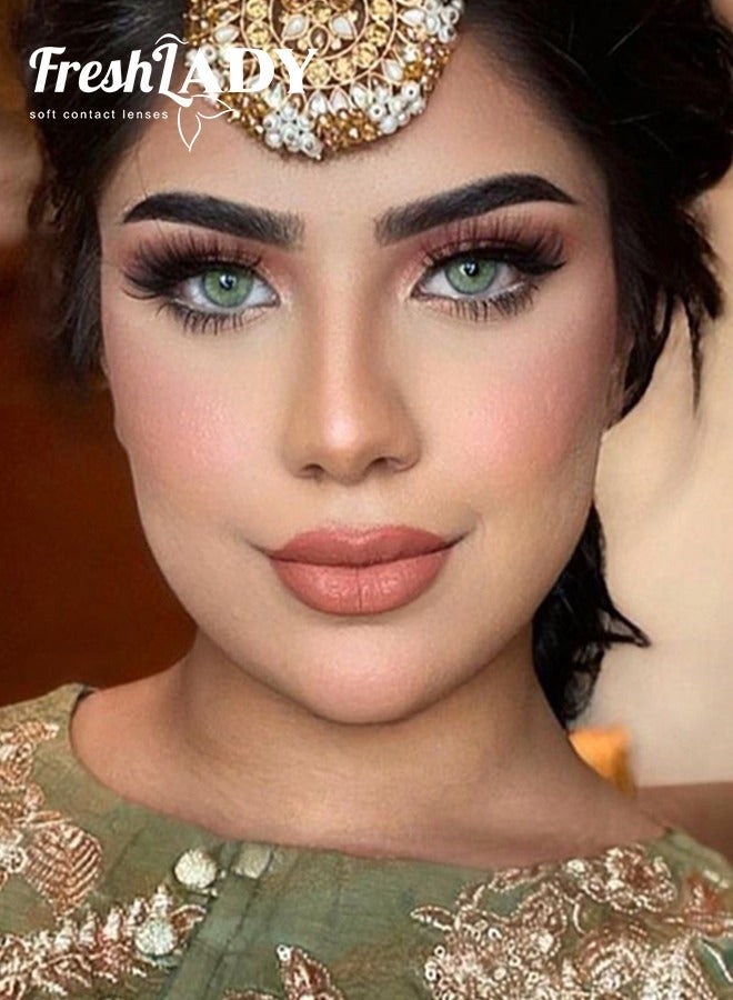 سيدة جديدة Rare Iris Green عدسات ملونة سنوية، أخضر فاتح طبيعي، ناعمة ومريحة للاستخدام اليومي - Image 3