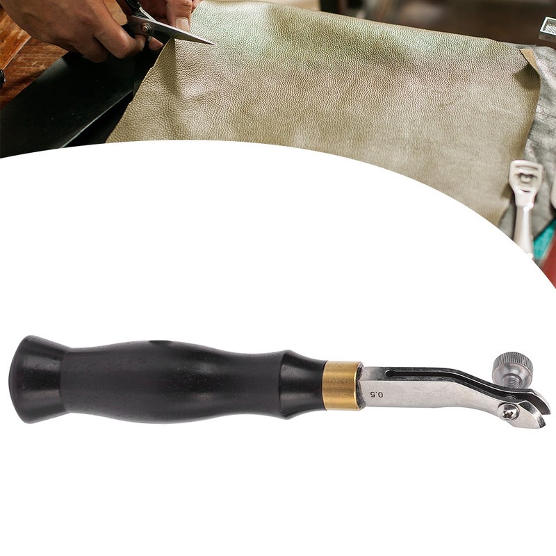 Ebony Handle Adjustable Stainless Steel Edge Creaser Leather Craft Press Hand DIY Tool(0.5mm) - Image 5