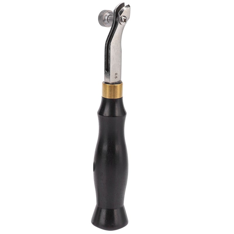 Ebony Handle Adjustable Stainless Steel Edge Creaser Leather Craft Press Hand DIY Tool(0.5mm) - Image 1