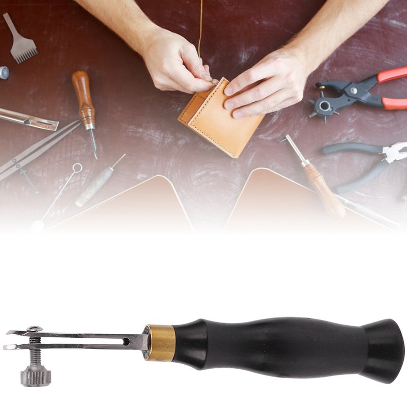 Ebony Handle Adjustable Stainless Steel Edge Creaser Leather Craft Press Hand DIY Tool(0.5mm) - Image 2
