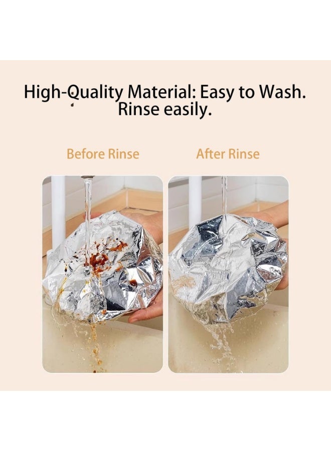 Altheqa Foil Wraps for Food | 50 Piece Reusable Elastic Film,Aluminium Foil Film Insulation Covers,for Fruit Kitchen Bowls Pots Containers Fresh Keeping - Image 2