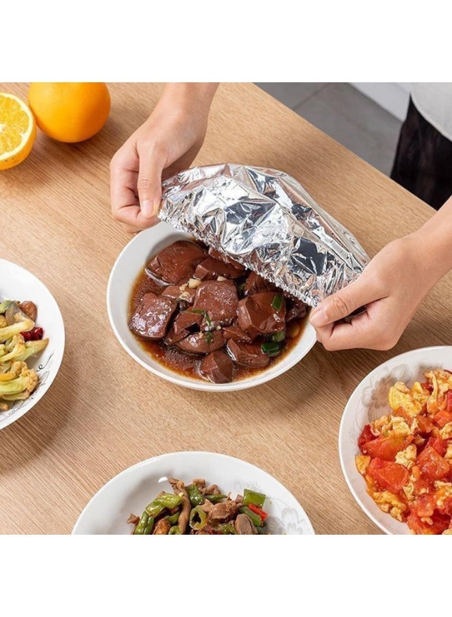 Altheqa Foil Wraps for Food | 50 Piece Reusable Elastic Film,Aluminium Foil Film Insulation Covers,for Fruit Kitchen Bowls Pots Containers Fresh Keeping - Image 5