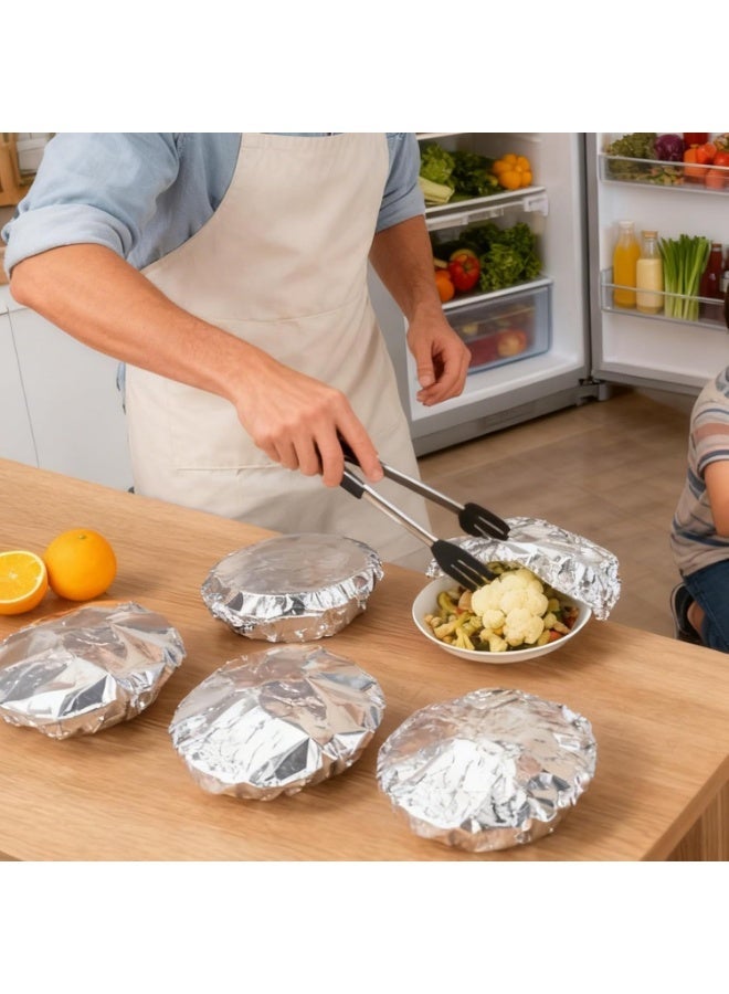 Altheqa Foil Wraps for Food | 50 Piece Reusable Elastic Film,Aluminium Foil Film Insulation Covers,for Fruit Kitchen Bowls Pots Containers Fresh Keeping - Image 3