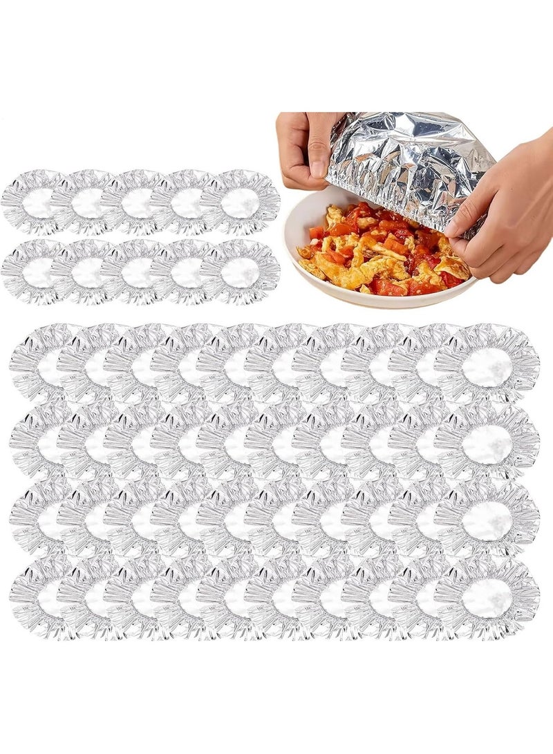 Altheqa Foil Wraps for Food | 50 Piece Reusable Elastic Film,Aluminium Foil Film Insulation Covers,for Fruit Kitchen Bowls Pots Containers Fresh Keeping - Image 1