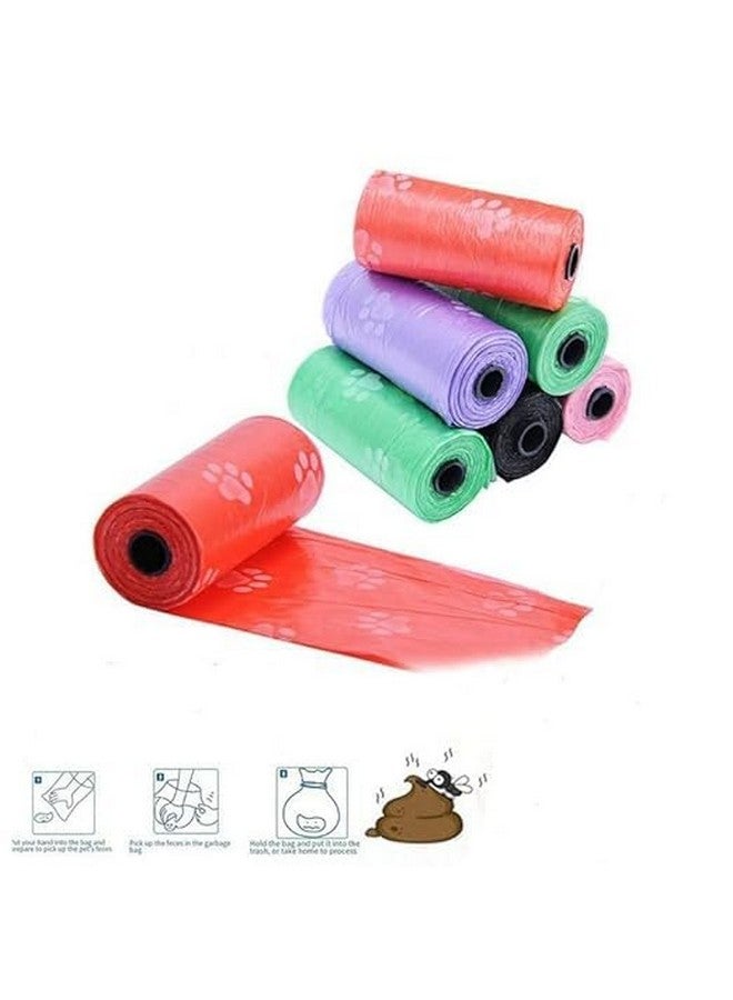 أكياس فضلات الحيوانات الأليفة مطبوعة على شكل مخالب سميكة وقوية للغاية ومقاومة للتسرب من البلاستيك القابل للتحلل البيولوجي 5 لفات في عبوة واحدة أكياس فضلات - متعددة الألوان (75 كيس فضلات) - Image 5