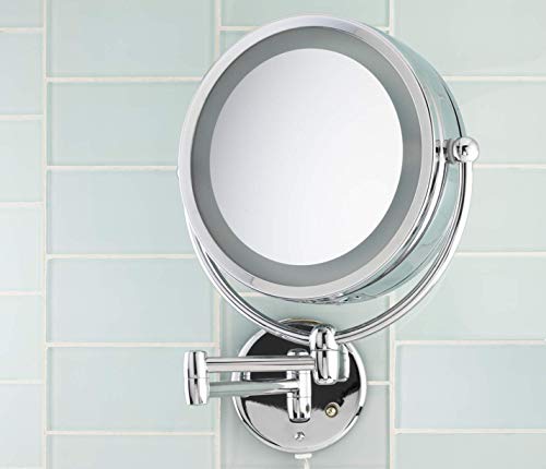 DC DANIELLE Danielle Creations 8-Inch Revolving Wall-Mounted Day/Night Lighted Vanity Makeup Mirror, 10X Magnification, Chrome - Image 3