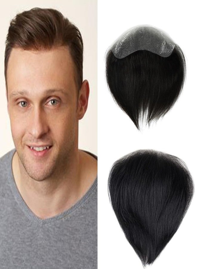 بلوشيا رقعة شعر أمامية للرجال من BLUSHIA لتغطية خط الشعر المتراجع، شعر مستعار بديل (لون أسود) (عبوة من قطعة واحدة) - Image 1