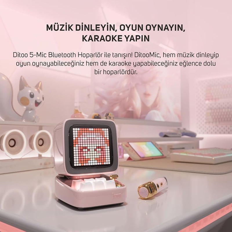 Divoom DitooMic Bluetooth Speaker Microphone Karaoke Function - Pink - Image 3