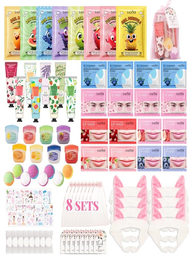 MUREND 90PCS Spa Party Supplies for Girls, Sleepover Party Supplies for Girls, Skincare Set, Include Sleepover Party Temporary Tattoos, Face & Lip Mask, Foot Bath Bombs, Hand Cream, Spa Party Favors - Image 1