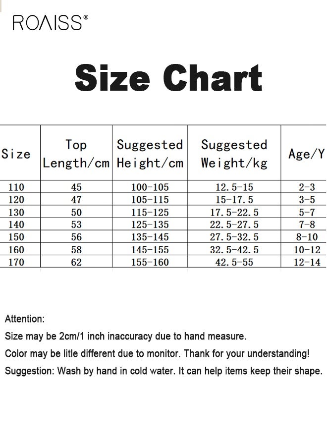 roaiss Girls T-shirt and Pants Set, Stylish Summer Outfit with Short Sleeve Top and Solid Pants, 2 Piece Comortable Clothing Set for Girls - Image 5