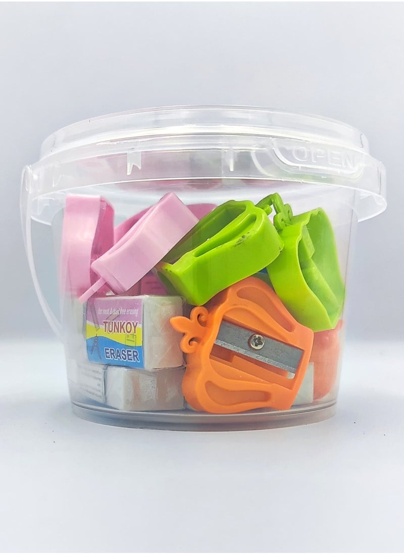 Aroma Aroma Colorful Sharpener & Eraser Set (20 Pieces) - Portable & Durable School & Office Supplies  - Image 2