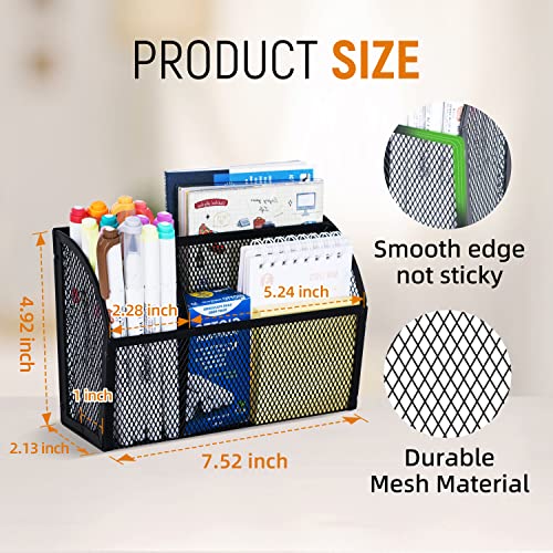 DALTACK Magnetic Pencil Holder Magnetic Shelf for the Whiteboard 3-Grid Mesh Magnetic Pen Holder for Refrigerator Magnetic Organizer Locker Accessories Organizer for Home, School and Office, Black - Image 5