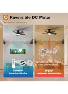 Arabest 32-inch Black Low Profile Ceiling Fan with Light, Remote Control, Reversible Blade, 3CCT, Dimmable, Quiet Operation - Ideal for Indoor and Outdoor Use in Bedrooms  - Image 5